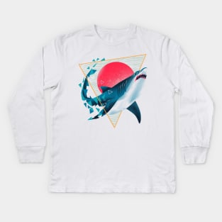 Geometric Shark Kids Long Sleeve T-Shirt